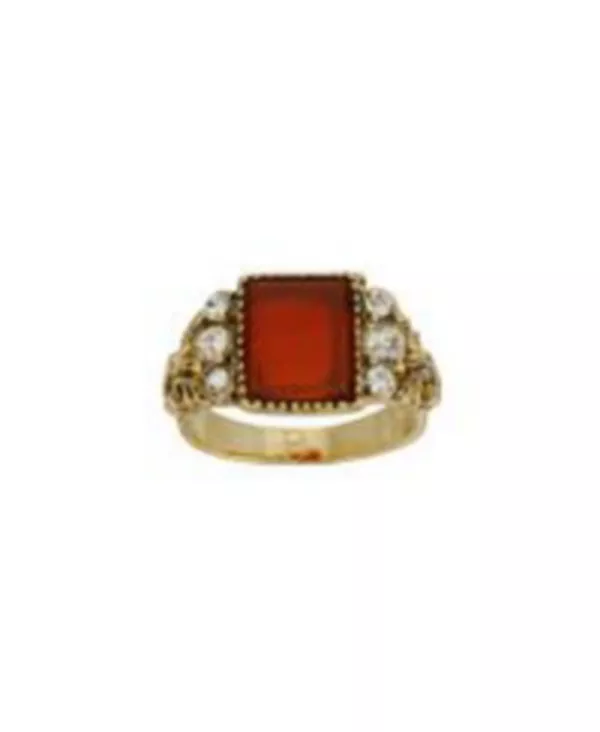 

Кольцо с полудрагоценным кристаллом 2028, orange
