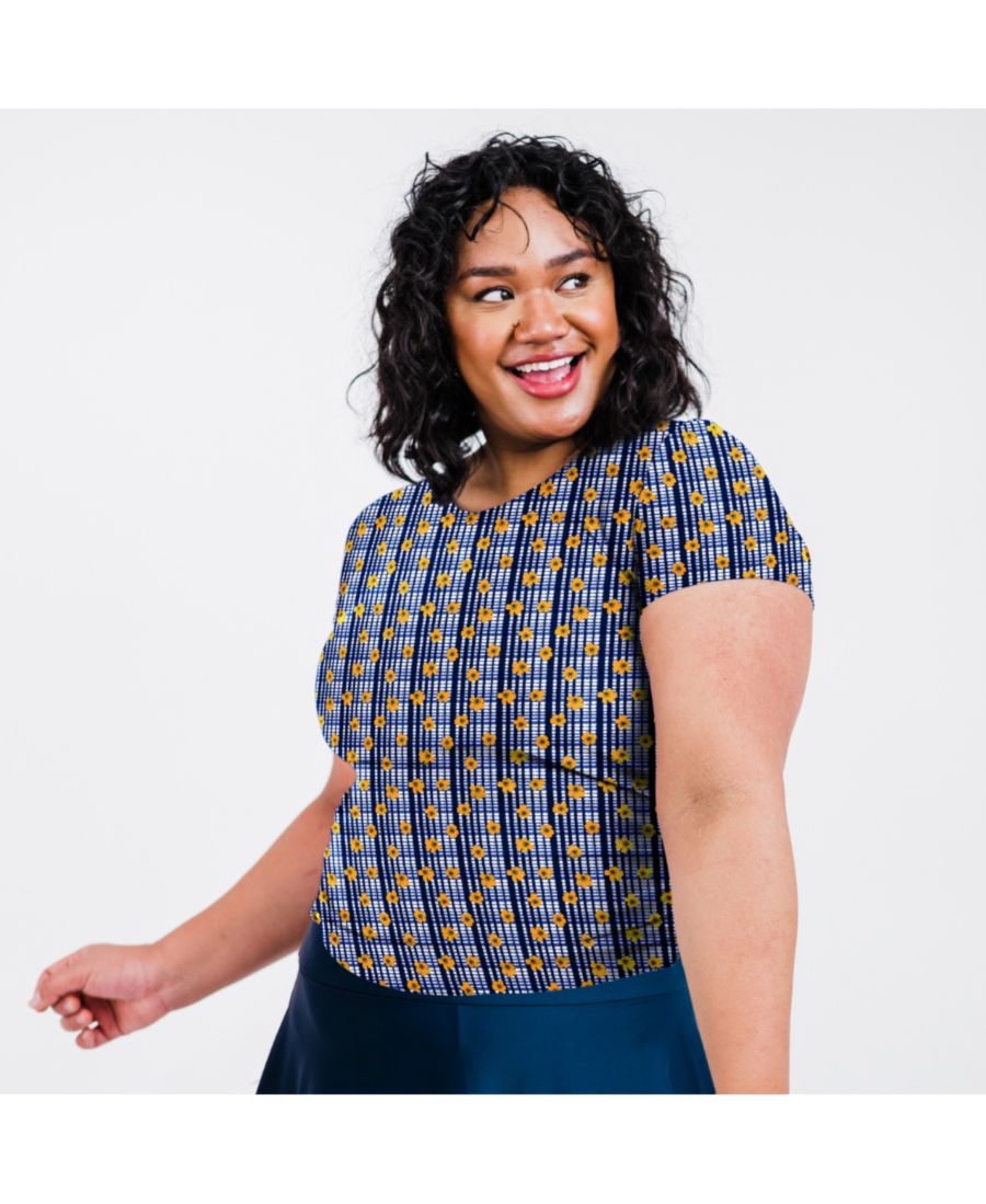 

Купальный топ и плавки/бюстгальтер Adele больших размеров с короткими рукавами Calypsa, Sunflower picnic