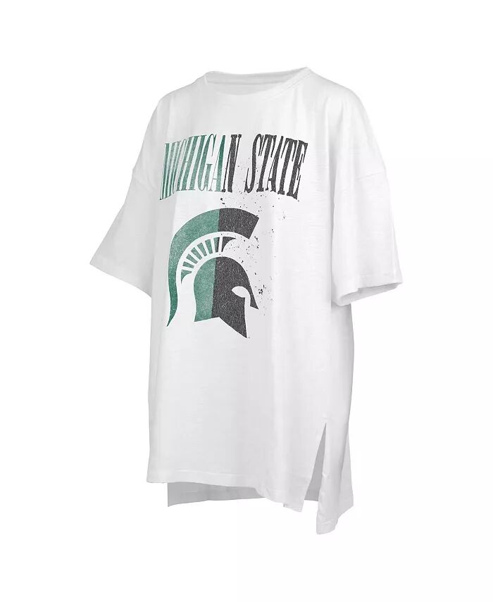 

Женская белая потертая футболка Michigan State Spartans Motley Crew Andy с длиной талии и свободным кроем Pressbox