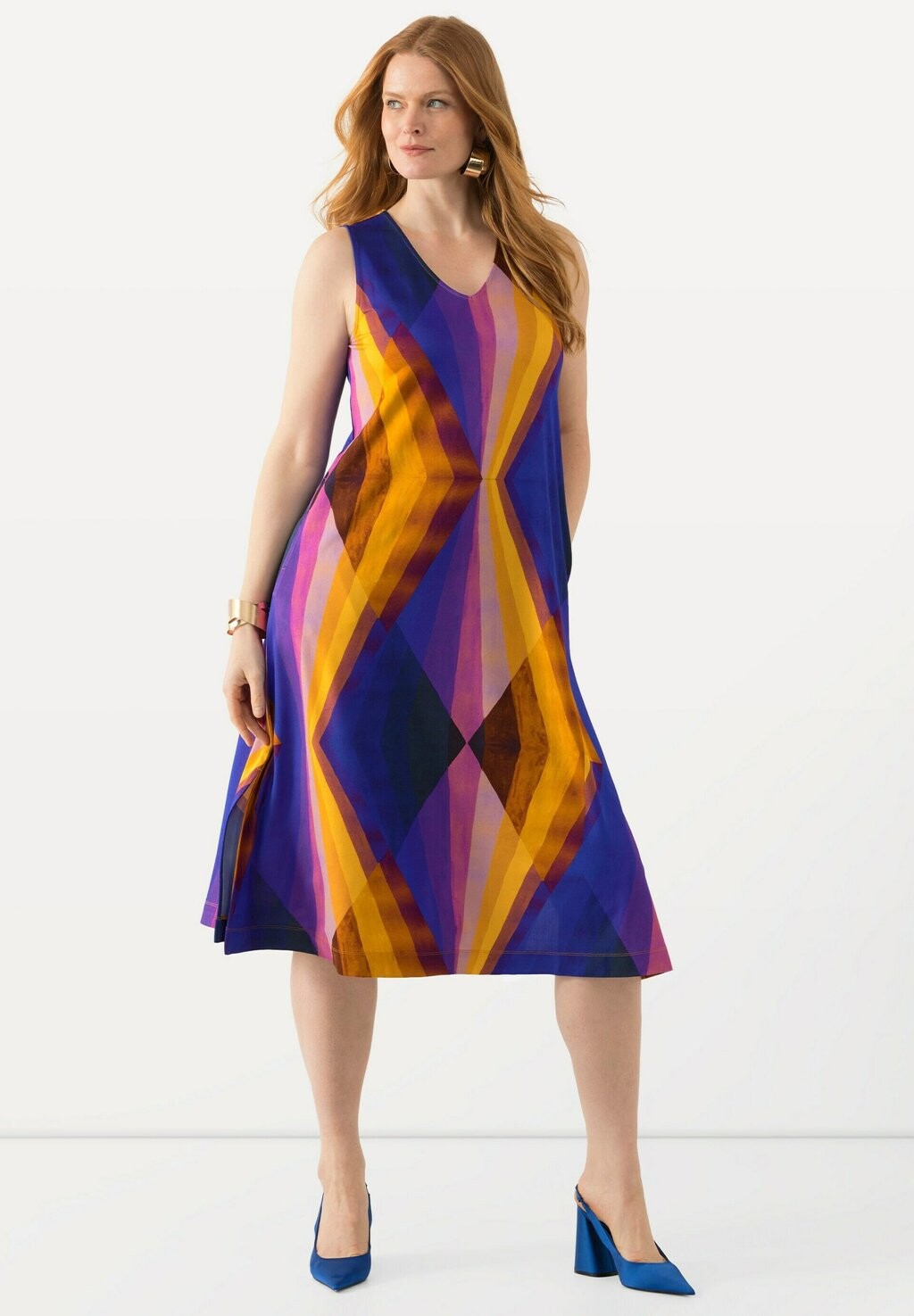 

Платье из джерси GEOMETRIC PRINT SLEEVELESS A-LINE Ulla Popken, красный