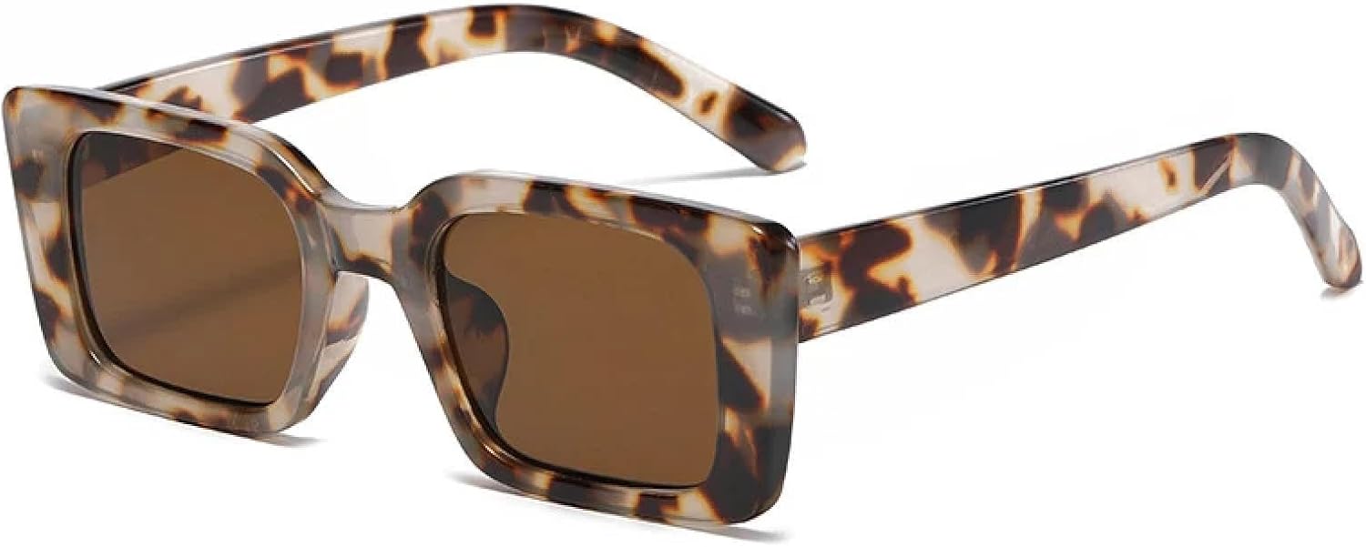 

Популярные модные солнцезащитные очки маленького прямоугольного размера для женщин, ретро-очки с леопардовым принтом, солнцезащитные очки UV400 для мужчин TKKTLLT, Amber Tea