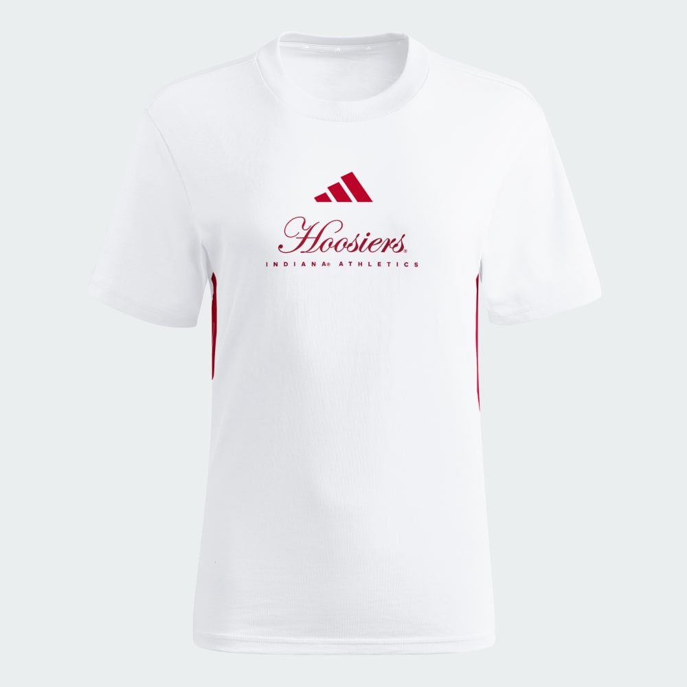 

Футболка Adidas Indiana Hoosiers Essentials 3-Stripes Tee, цвет White/Team Victory Red/Multi