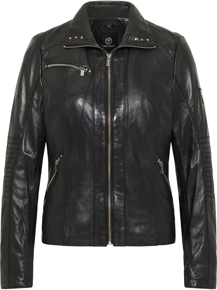 

Кожаная куртка Carlo Colucci Between-Season Jacket Stud, черный