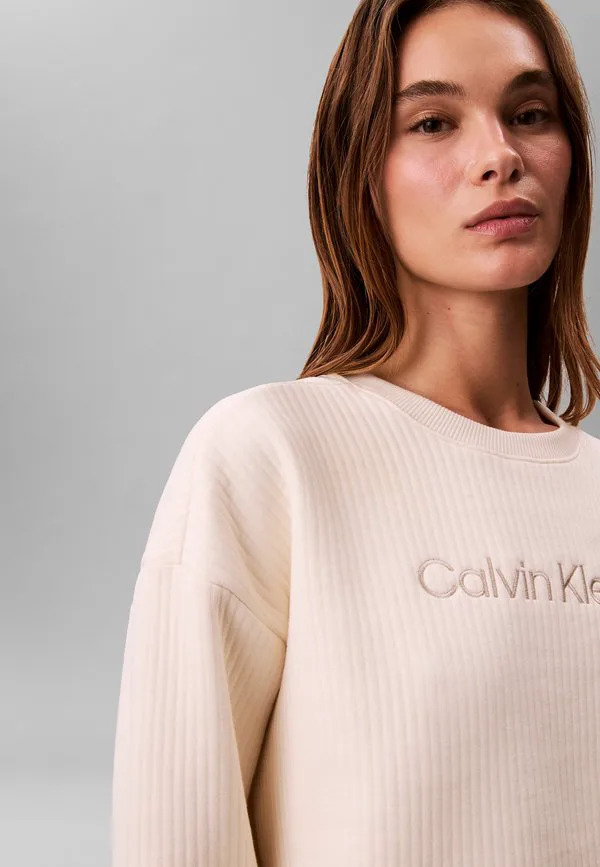 Стеганый флисовый джемпер для отдыха Calvin Klein, Ivory — фото 3