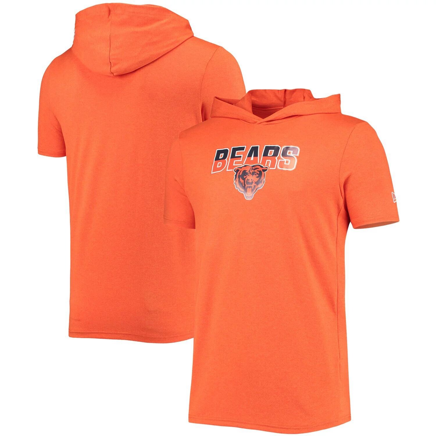

Мужской пуловер с капюшоном New Era Heathered Orange Chicago Bears с короткими рукавами и принтом