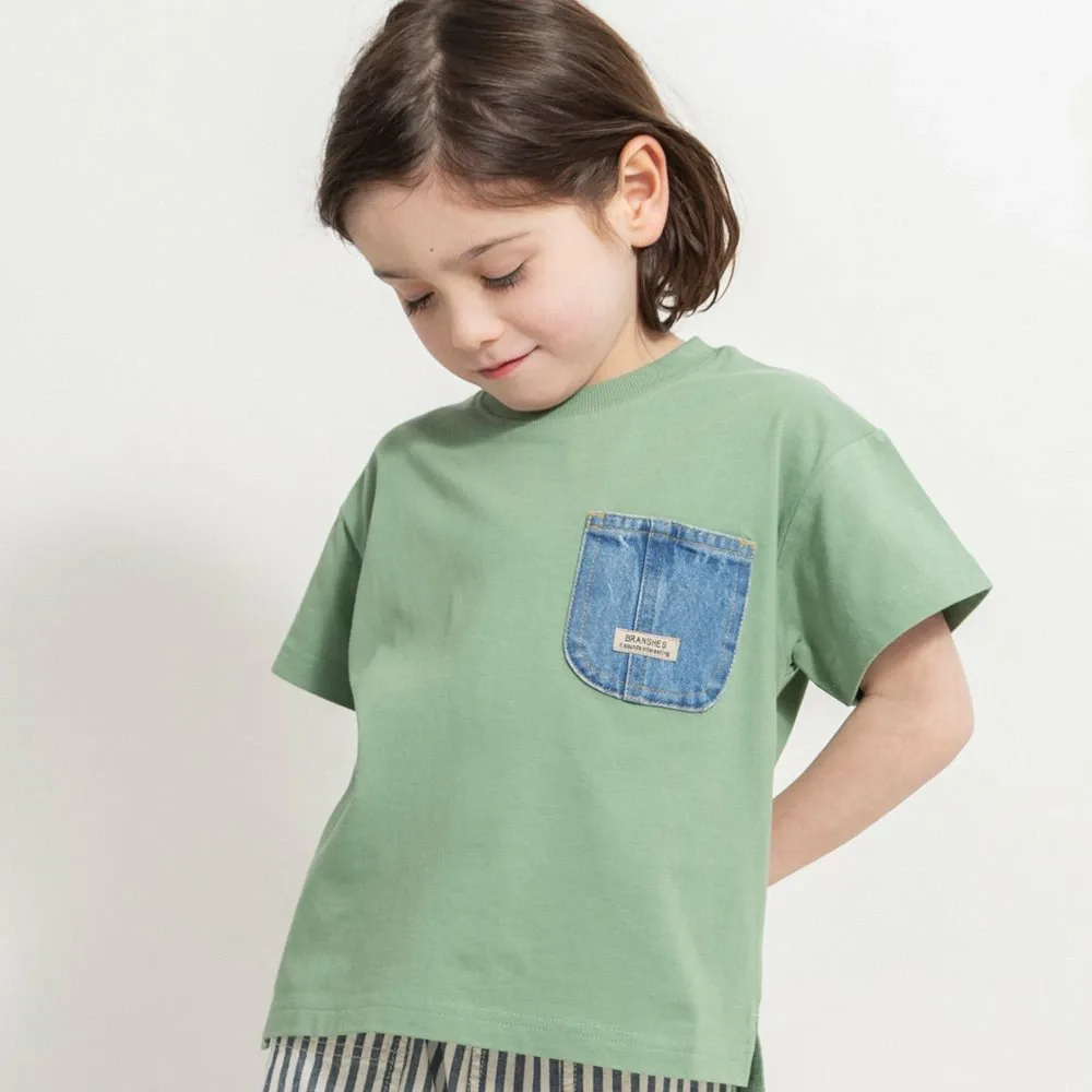 Джинсовая футболка с коротким рукавом и карманом Branshes, Khaki