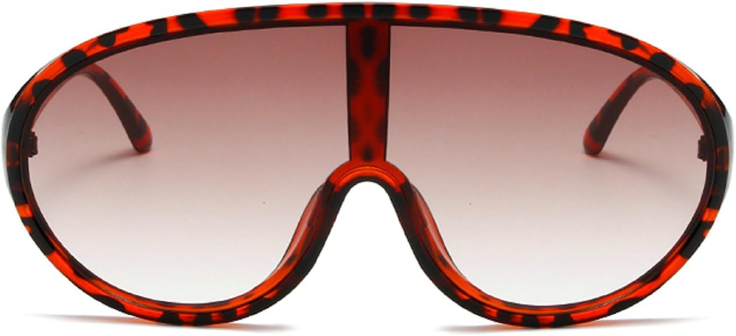 

Большие солнцезащитные очки-пилот в форме щита для женщин и мужчин, 2024 год, роскошные модные цельные солнцезащитные очки для женщин в стиле панк, большие оправы mincl, Leopard