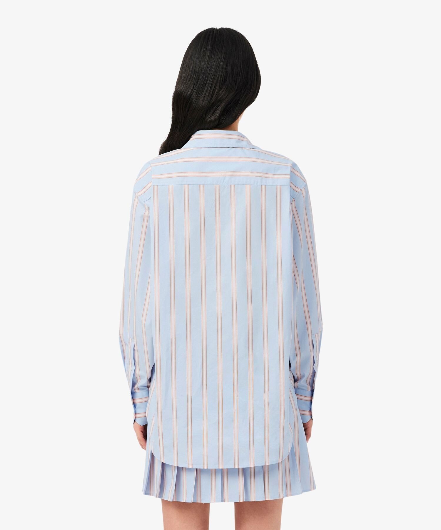 Свободная полосатая рубашка из поплина LACOSTE, Blue — фото 3