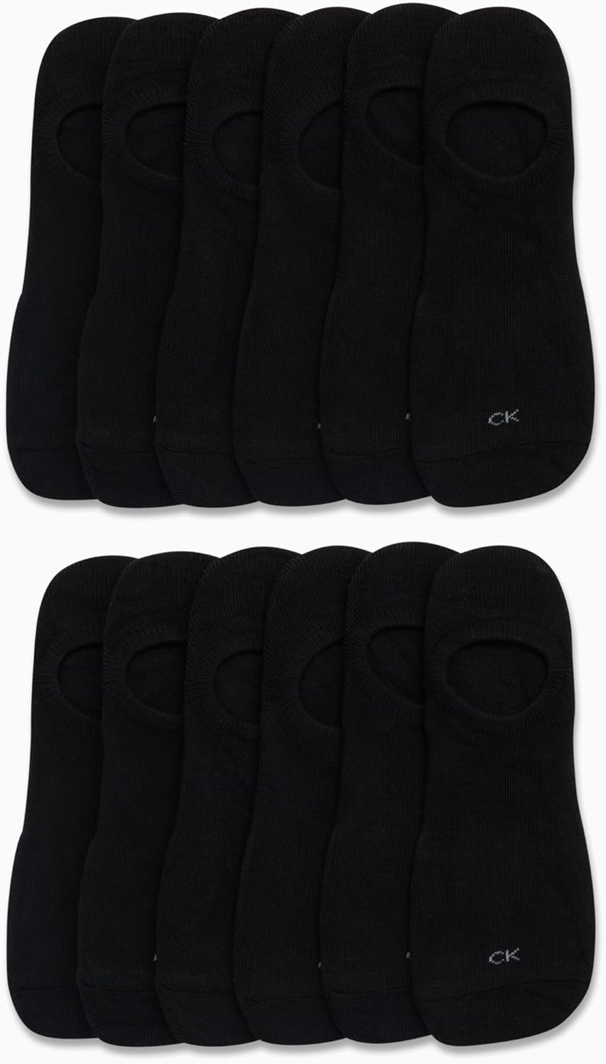 Мужские носки Calvin Klein - 12 шт., легкие, нескользящие, непромокаемые, для мужчин - спортивные носки-подкладки для обуви, All Black — фото 2