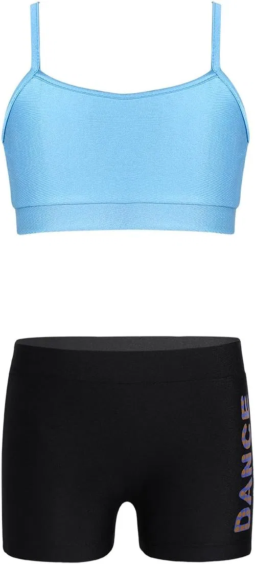 Детский спортивный комплект из топа и шорт, JanJean, Sky Blue&black — фото 3