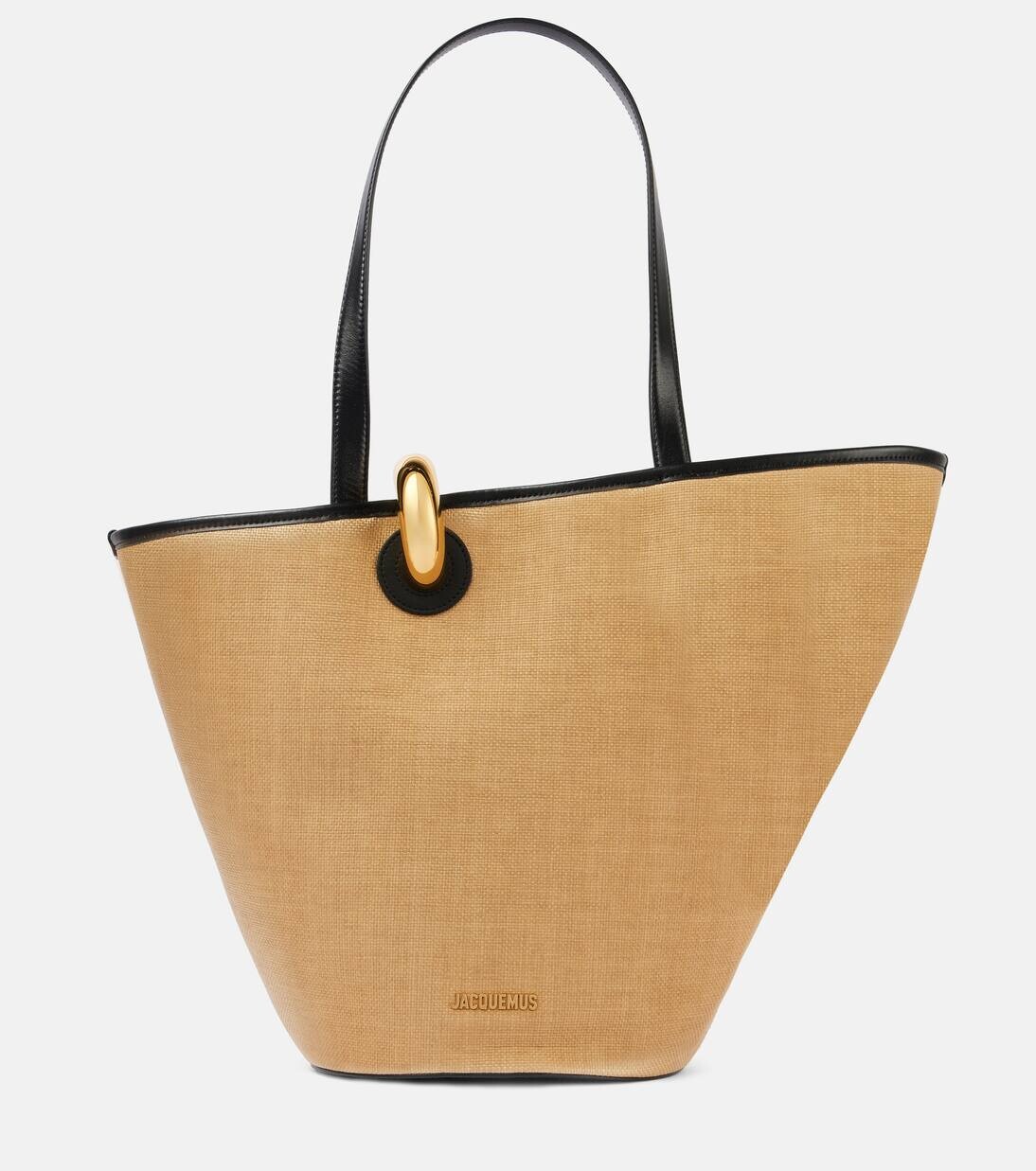 

Сумка-корзина Le Bambola с кожаной отделкой Jacquemus, цвет ivory/black