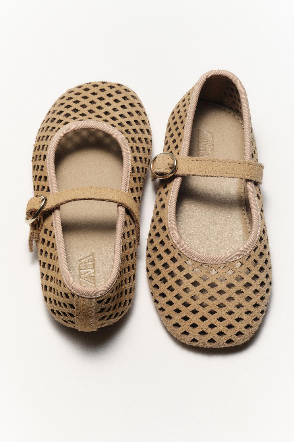 

Балетки из ажурной кожи ZARA, цвет Sand Brown