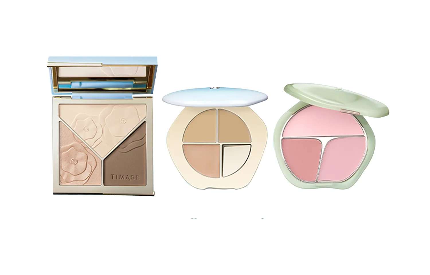TIMAGE Набор корректоров для лица три в одном, (Suitable for Fair-Skinned Skin) Contouring Palette 02 Moon Glow+Concealing Palette 02 Jade+Blush 02 — фото 3
