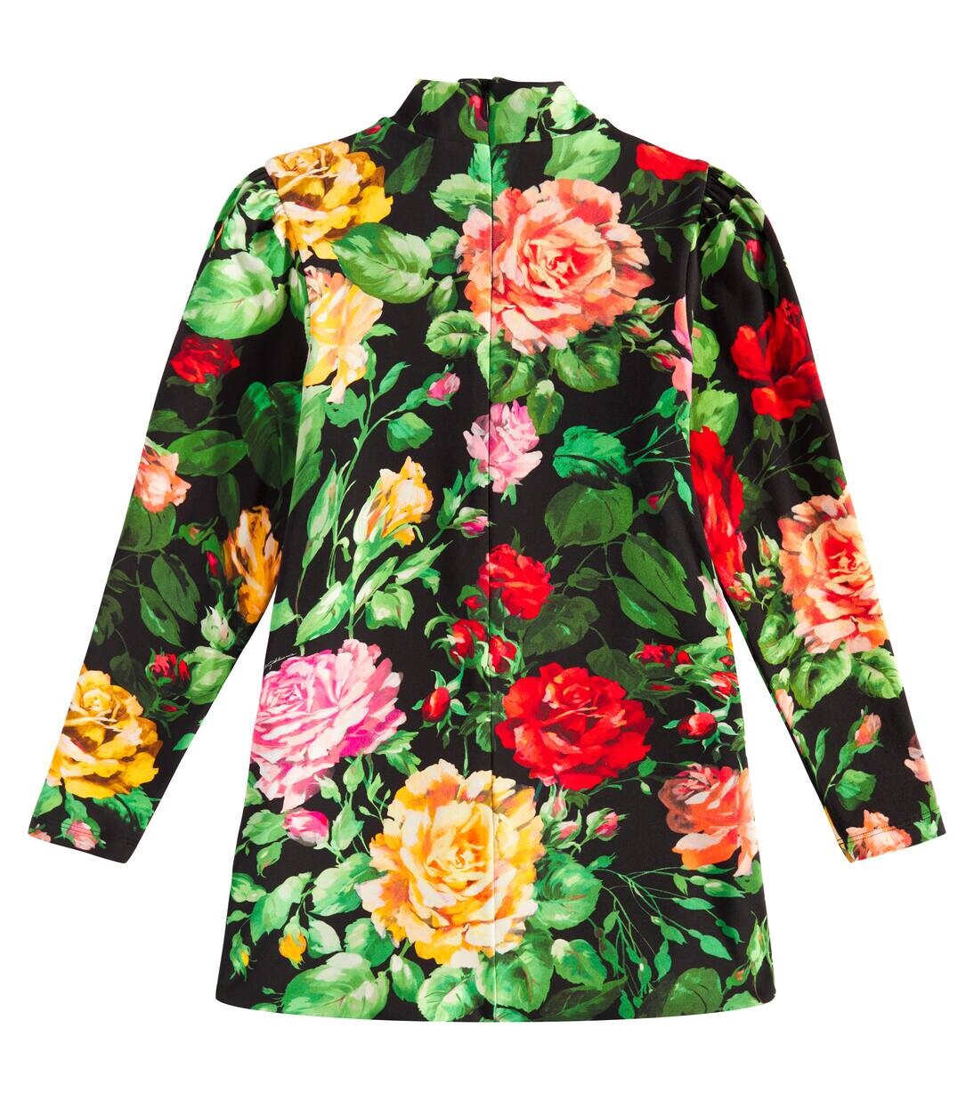 Платье с цветочным узором из хлопковой смеси Dolce&Gabbana Kids, цвет rose fdo.nero — фото 4