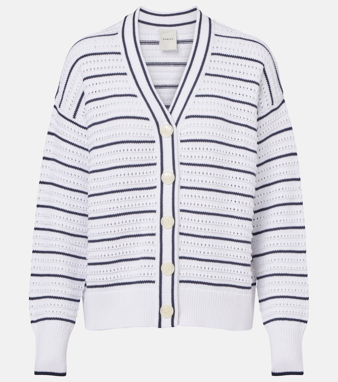 

Кардиган из хлопка Antonia в полоску Varley, White / Blue Nights