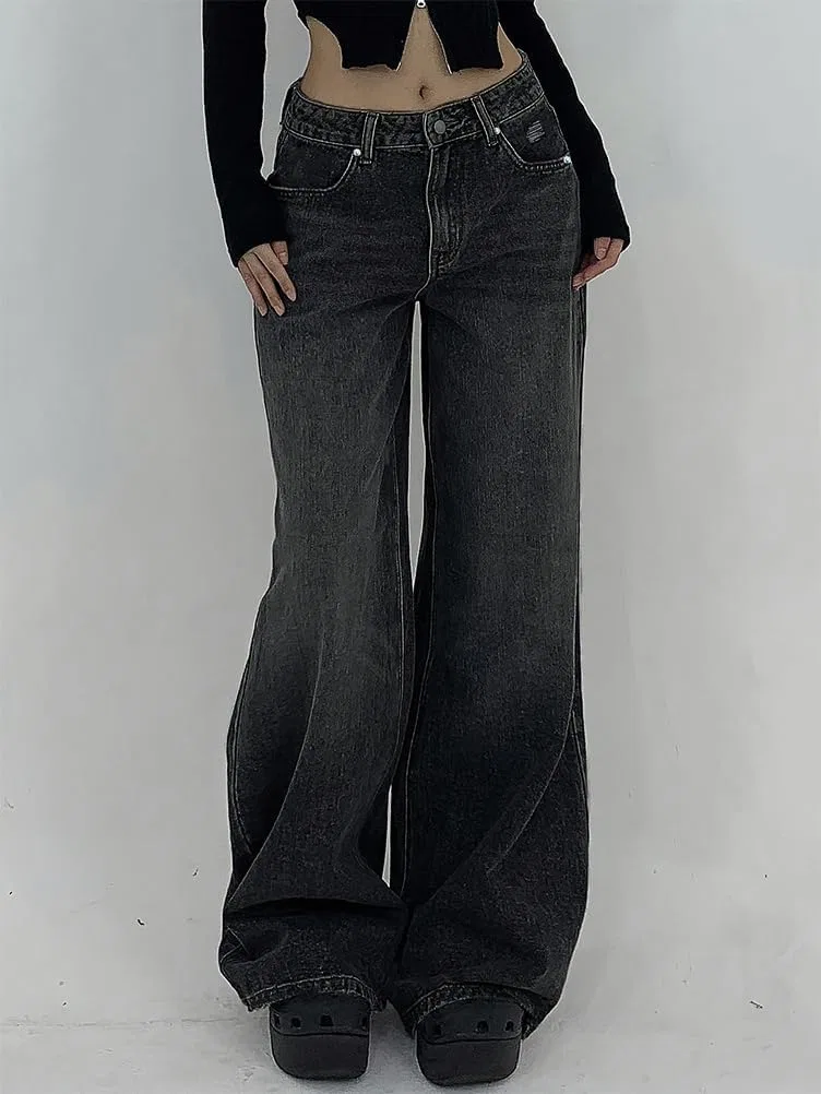 Джинсы клеш, High Waist Bootcut, Y2K, Black — фото 3