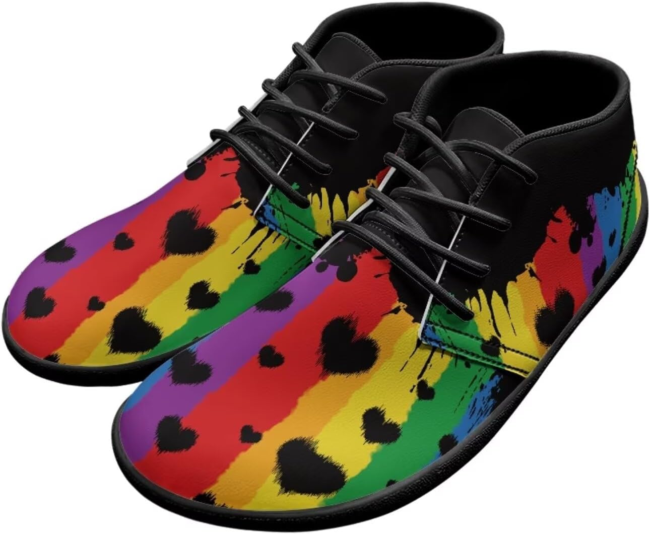 

Мужские кроссовки для ходьбы, ботинки с широким носком, противоскользящая подошва, кроссовки с нулевым перепадом высоты подошвы Xixirimido, Rainbow Heart