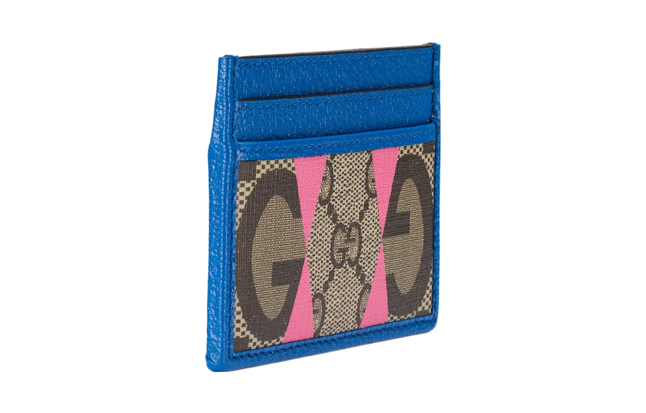 GUCCI Женский кошелек с кожаным карманом синий и коричневый — фото 3