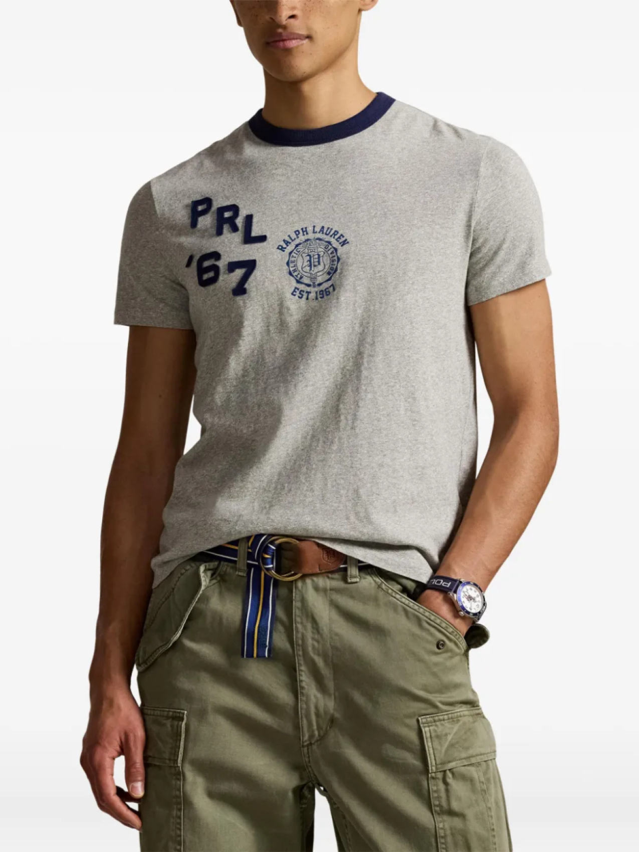 Polo Ralph Lauren футболка с вышивкой, серый — фото 3