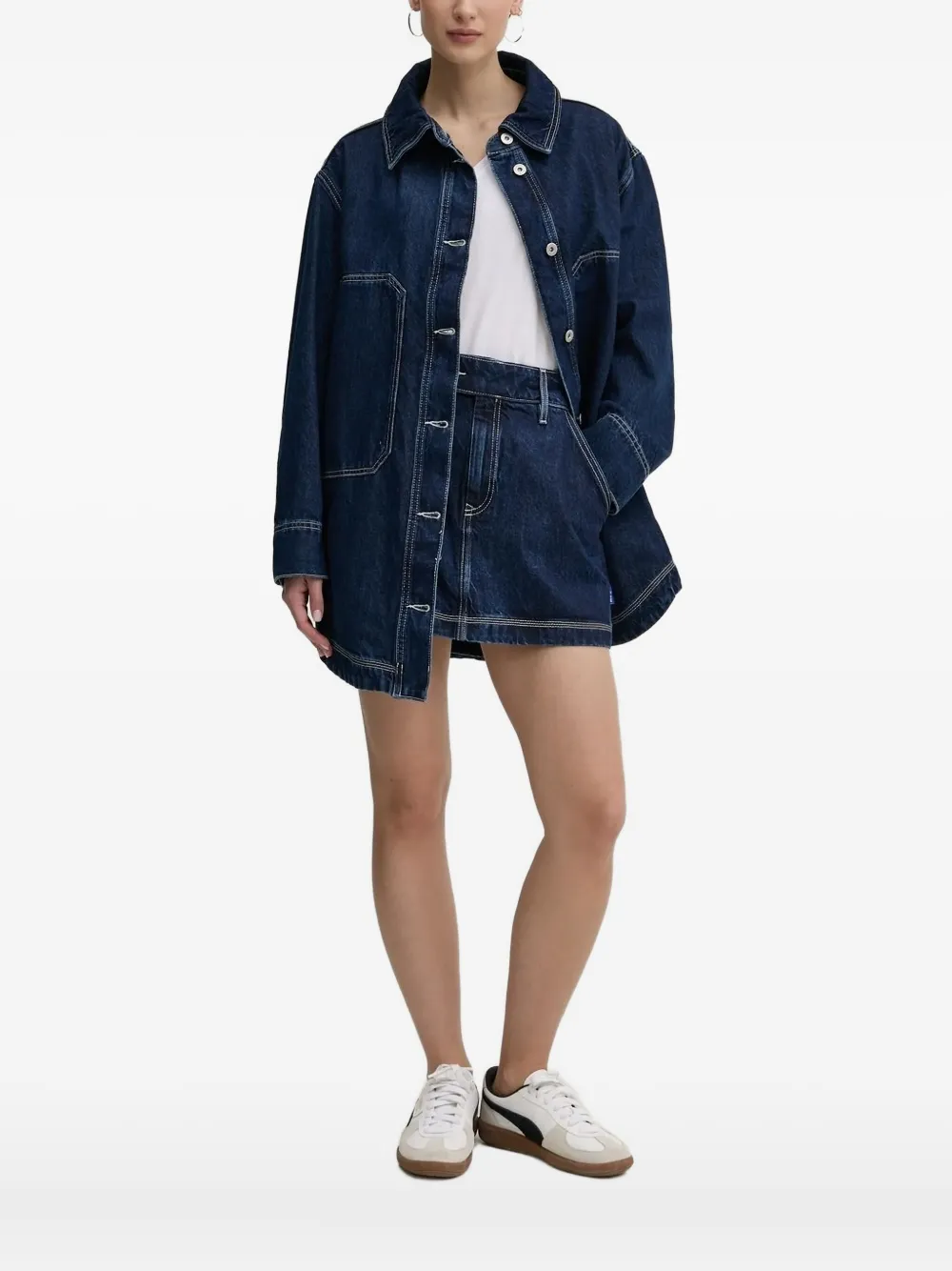 

Джинсовая рубашка с вышитым логотипом HUGO, синий