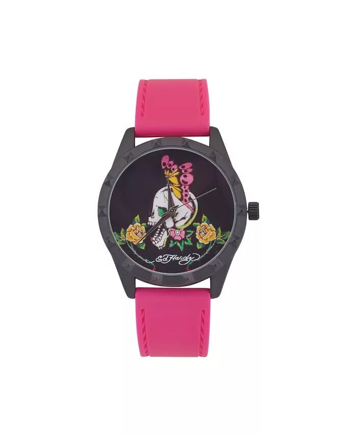 

Женские часы с силиконовым ремешком матового цвета фуксии, 40 мм Ed Hardy
