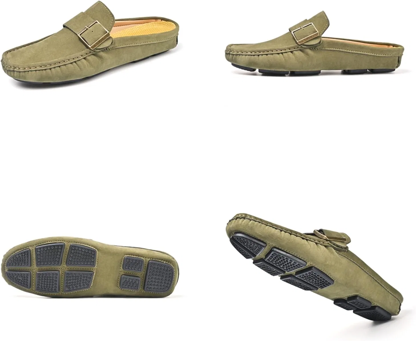 Мужские мюли из замши, кожаные, Loafers Slip-Ons, зеленые Psieicwm — фото 4