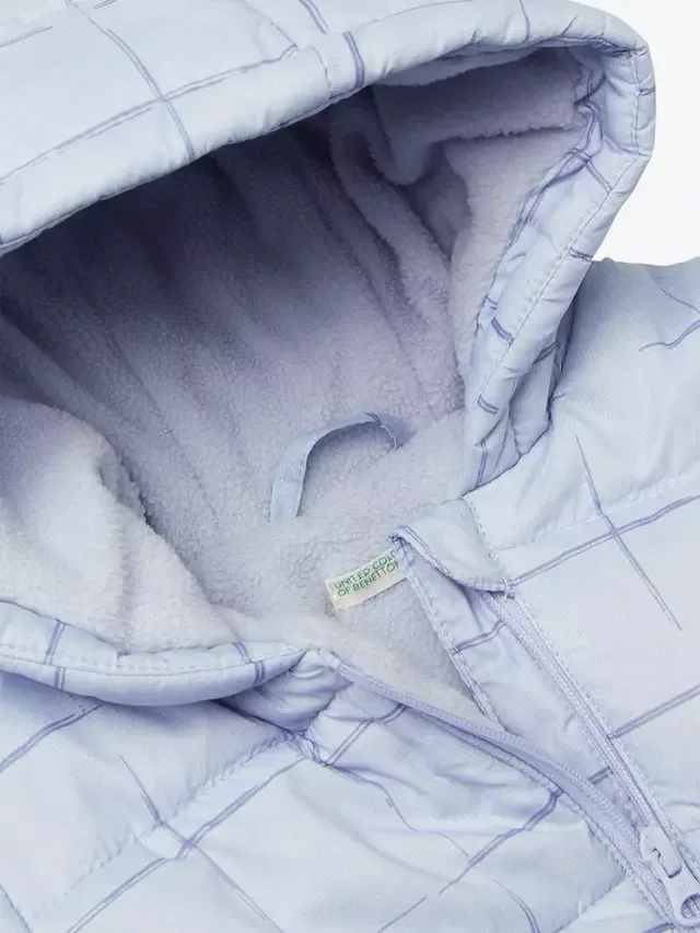 Детская стеганая куртка на флисовой подкладке, синяя Benetton — фото 3