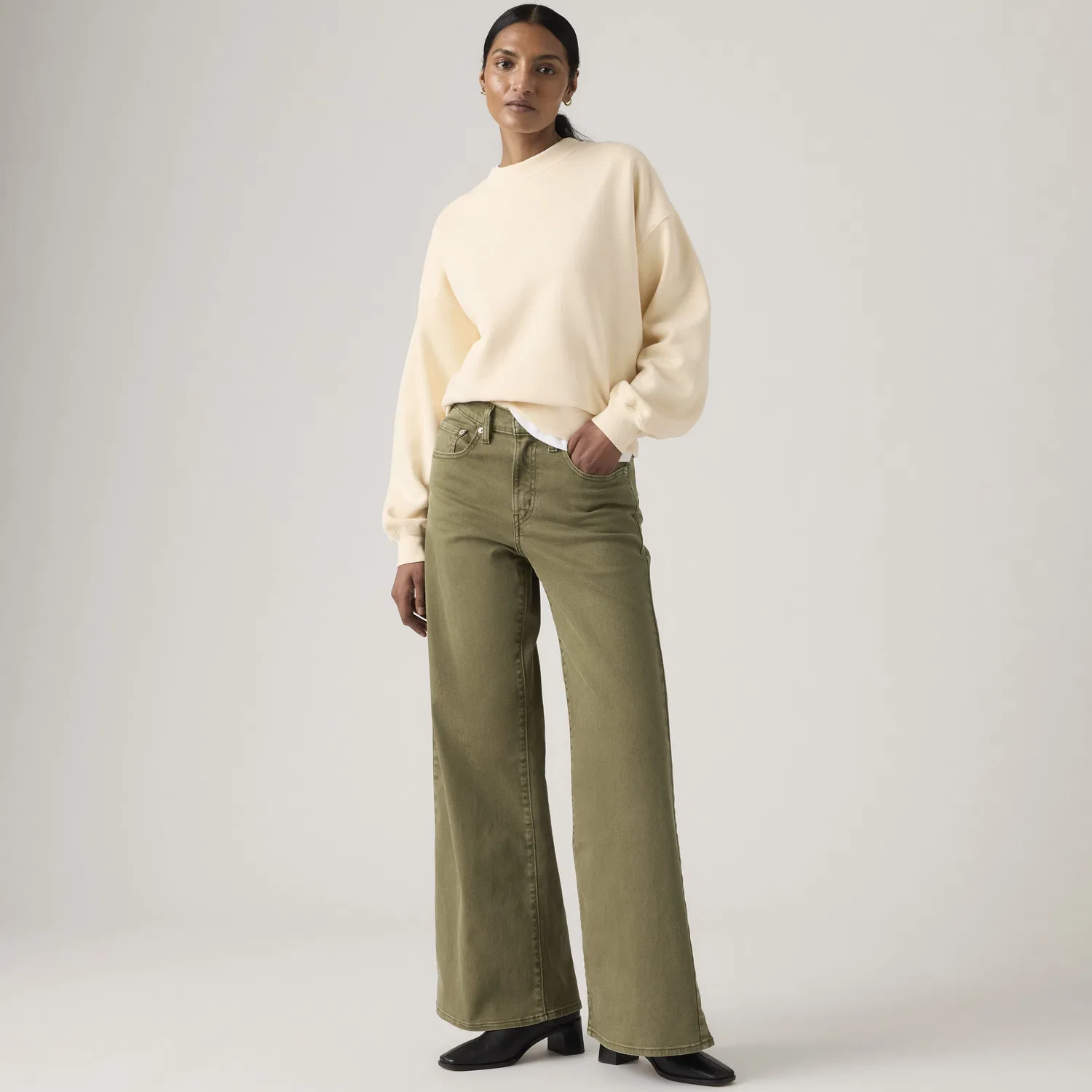 728 Женские джинсы с высокой посадкой и широкими штанинами Levi's, Green