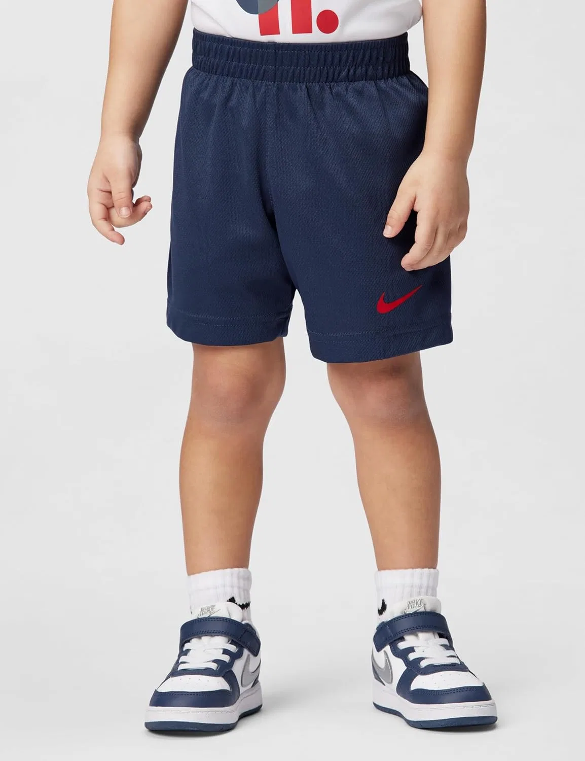 Детский спортивный костюм Nike Dri-FIT, 2 предмета, белый/темно-синий — фото 4