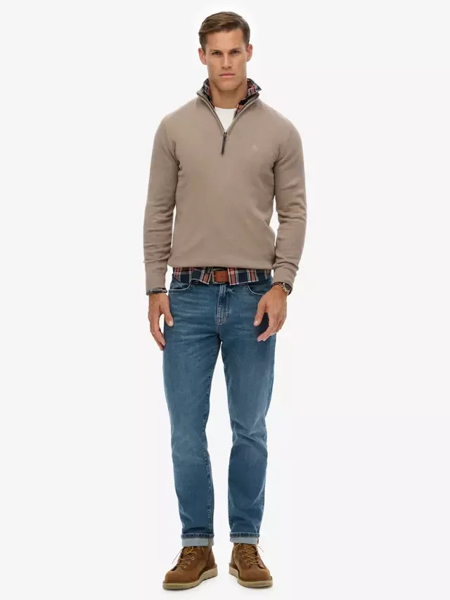 Свитер Essentials с застежкой-молнией до середины груди, цвет Husk Brown Marl Superdry — фото 3
