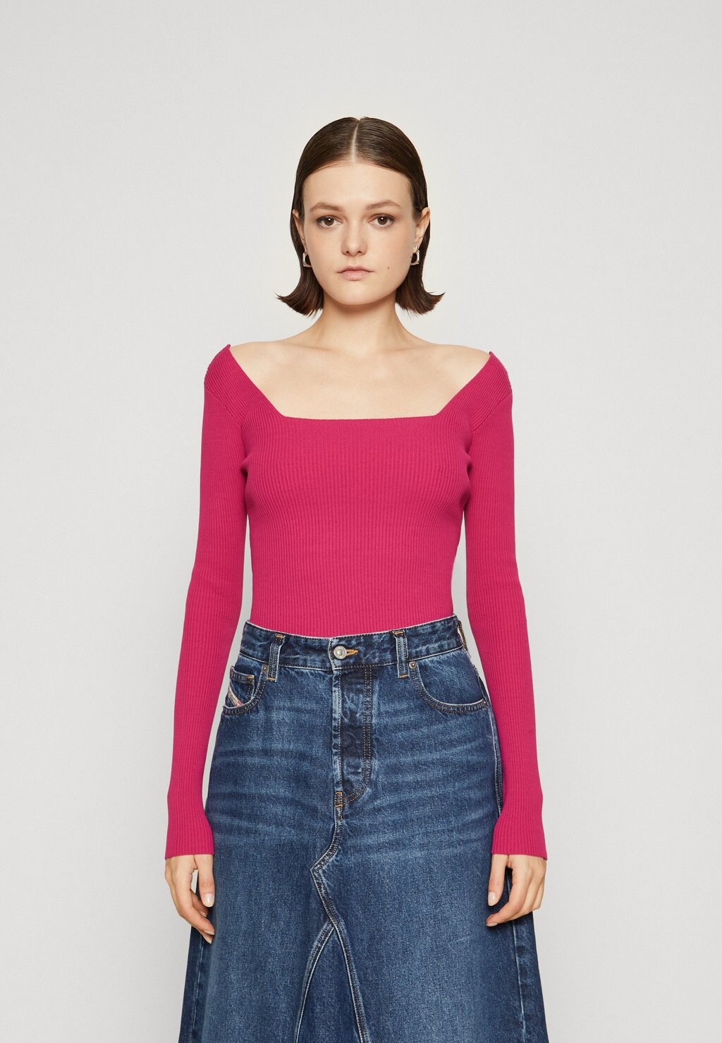 

Вязаный свитер ARIEL SQUARE NECKLINE Colourful Rebel, цвет fuchsia