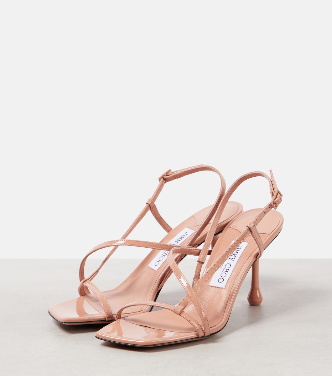 Сандалии из лакированной кожи Etana 80 Jimmy Choo, Light Clay Pink — фото 4