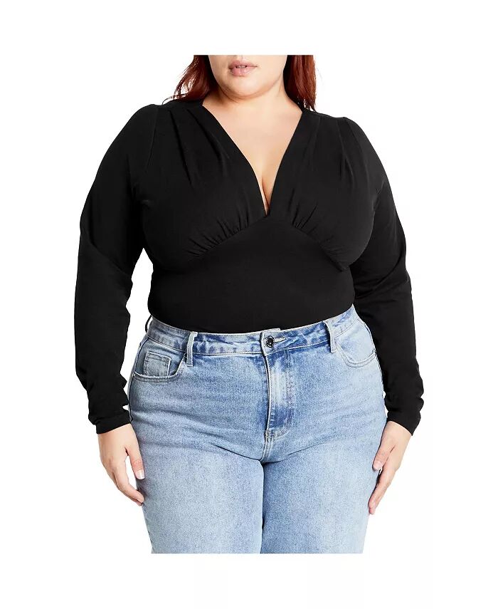 

Боди Amelila Pleat Plus Size CITY CHIC, черный