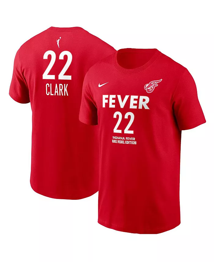 

Мужская и женская футболка Caitlin Clark Red Indiana Fever 2024 WNBA Draft Rebel Edition с именем игрока и номером Nike