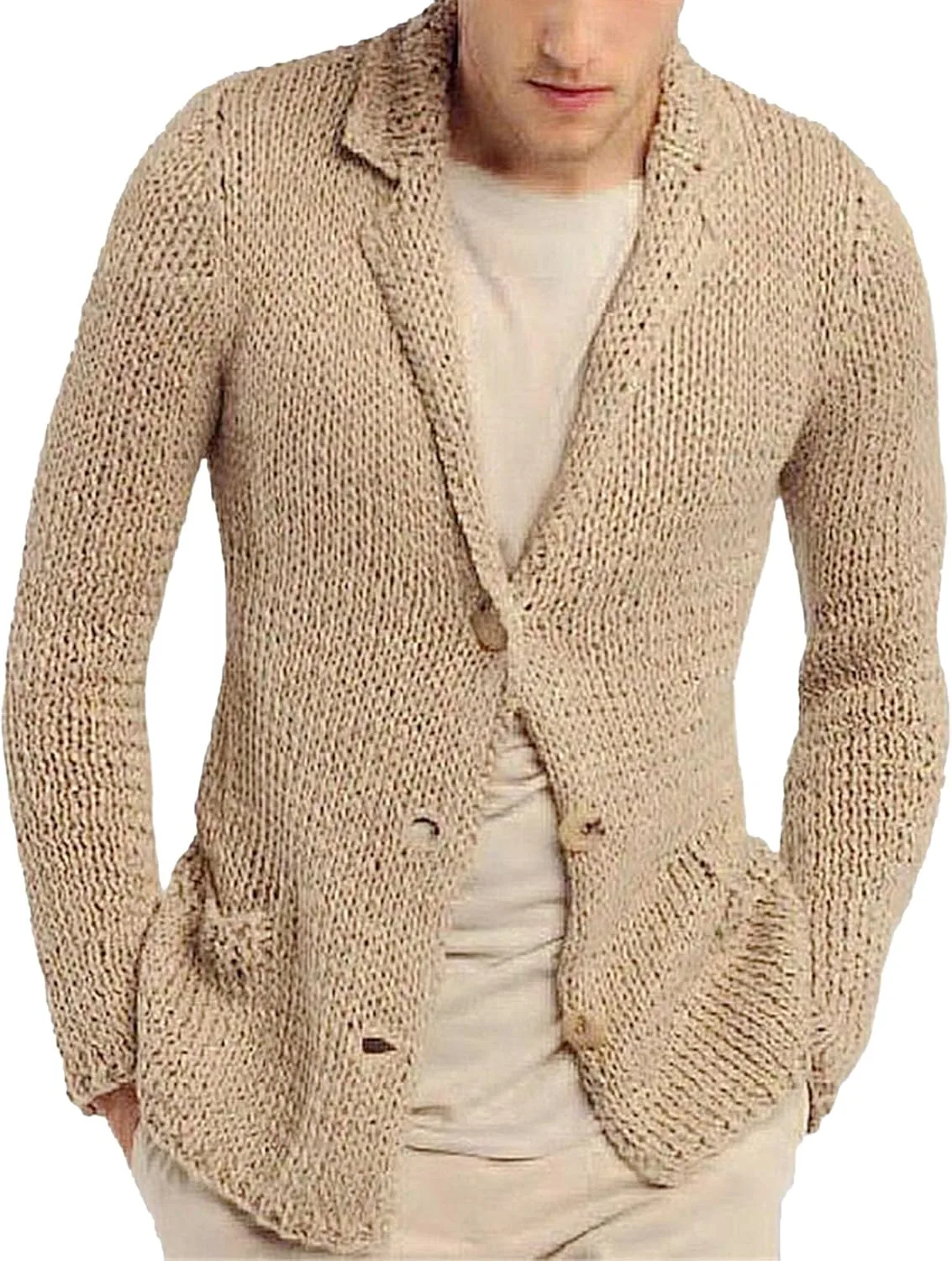 

Мужской кардиган с пуговицами и воротником-шалью SWJGLITTR