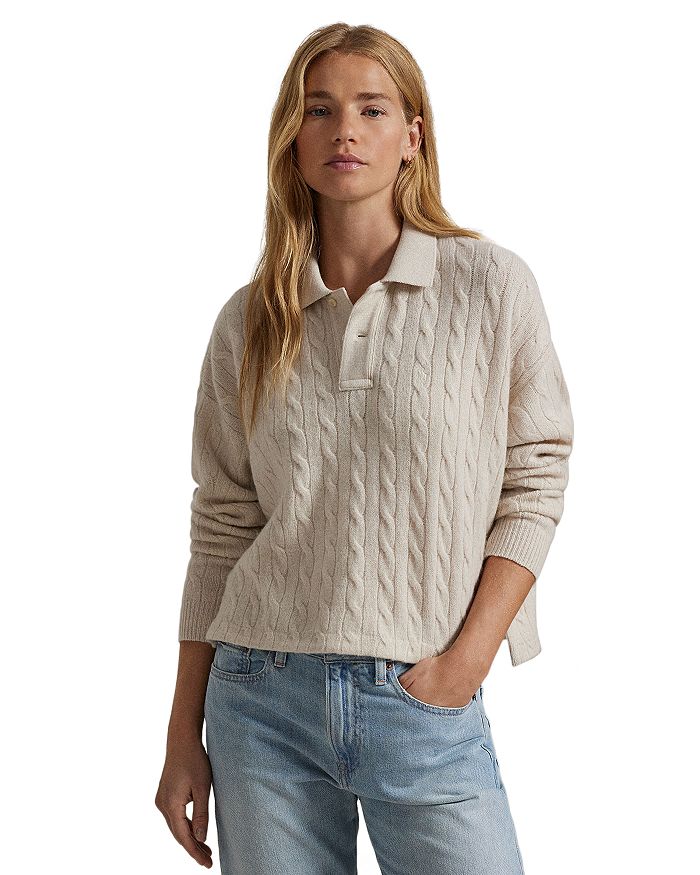 

Рубашка поло Lauren Ralph Lauren Cable Wool Cashmere, коричневый/бежевый