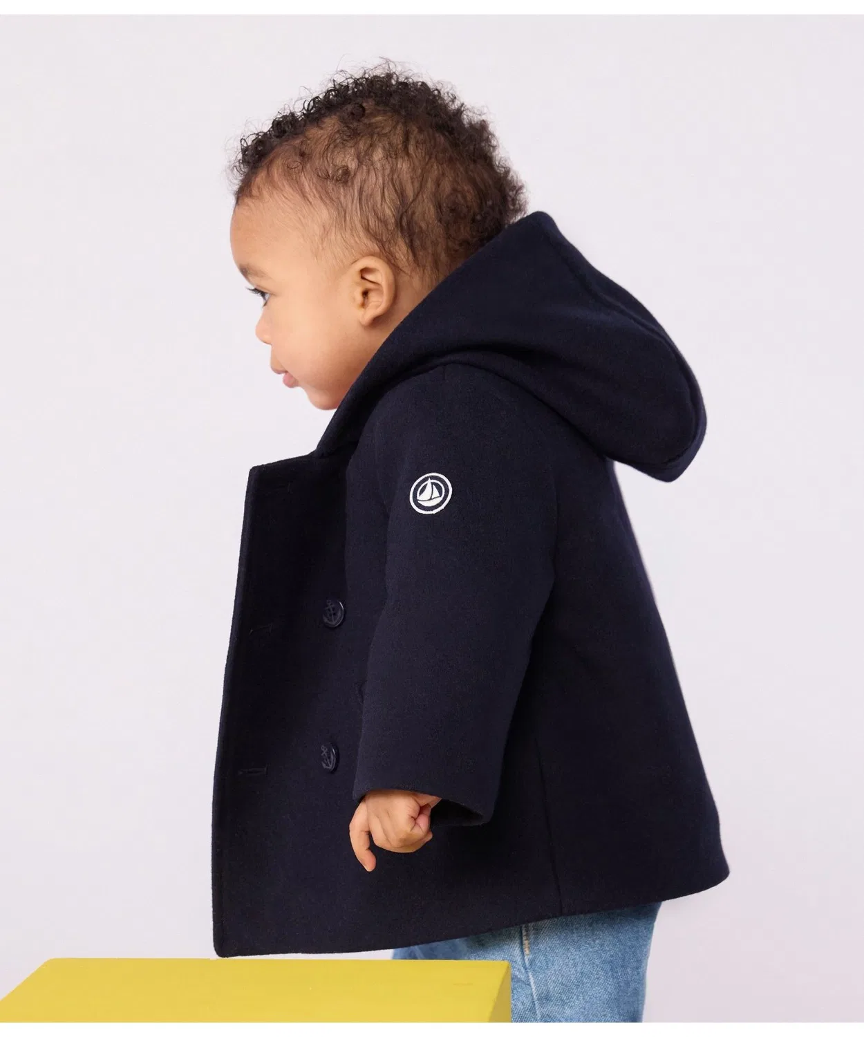 Пальто P-пальто модернизированное Petit Bateau, шерсть, темно-синий — фото 3