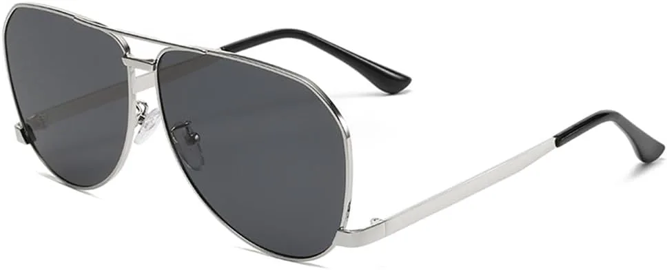 

Модные солнцезащитные очки в крупной овальной оправе для женщин, винтажные панк-очки с металлической оправой для мужчин, солнцезащитные очки UV400 KTUCN, Black Silver