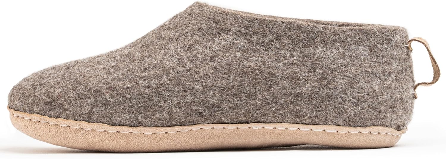 

Тапочки Woolly из войлока с кожаной подошвой, Премиальная новозеландская шерсть, Ручная работа по итальянскому дизайну, Мягкие, дышащие и без запаха Woolly'S, коричневый