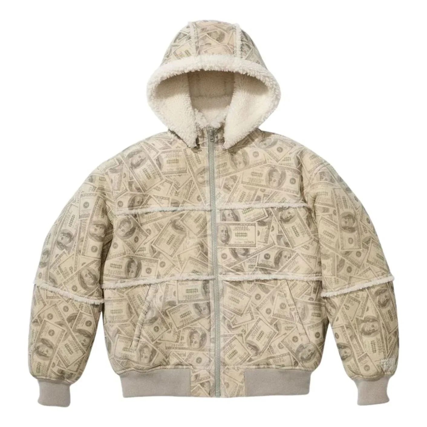 Куртка-бомбер Supreme x MM6 Maison Margiela с капюшоном и меховой отделкой, белая