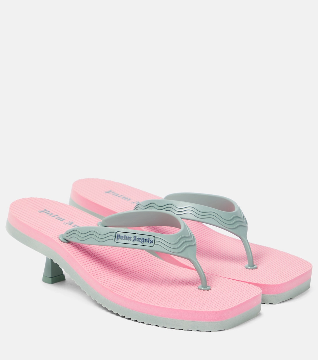 Сандалии-шлепки с логотипом Palm Angels, Pink Bqby Blue