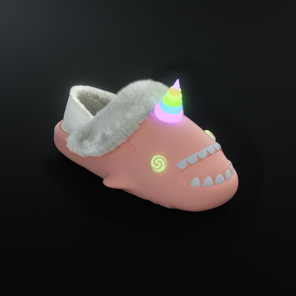 HelloSlippers Акула Зимние Акулики Зимний Единорог, Закрытые Тапочки на Каблуке Унисекс - Черные, цвет Black — фото 4