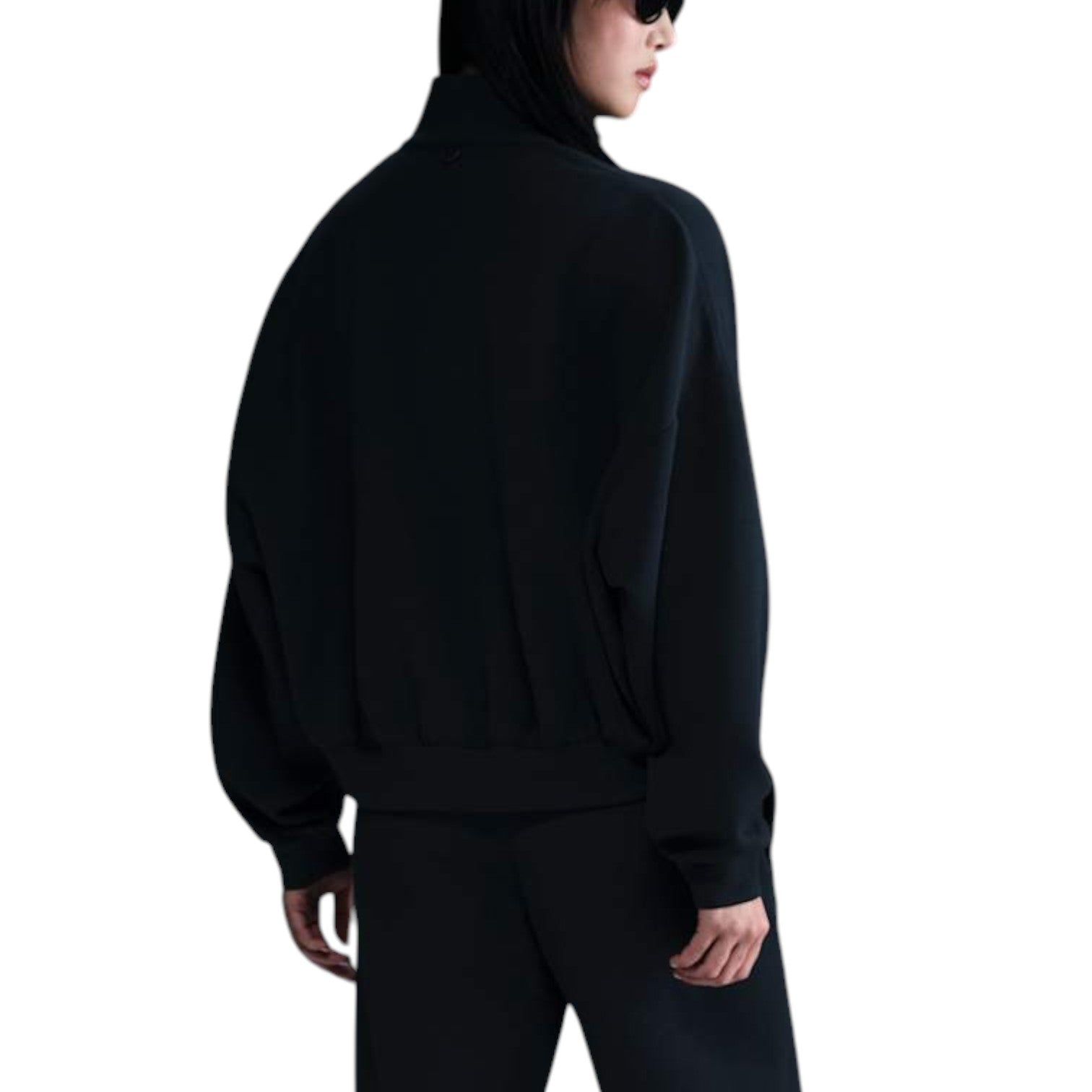 Футболка (WMNS) Nike 24.7 ImpossiblySoft Dri-FIT 1/2-Zip T-shirt Oversized Fit 'Black' — фото 3
