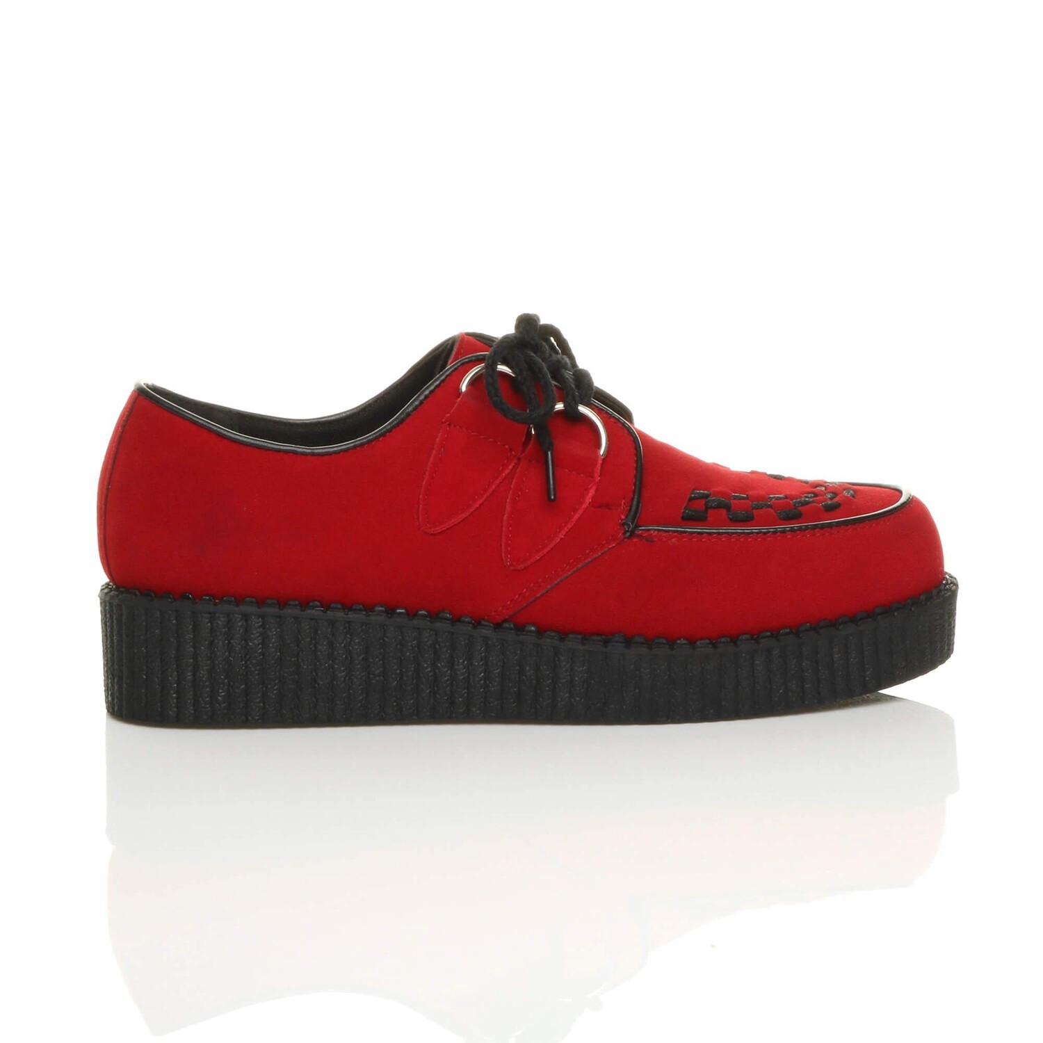 Туфли Teddy Boy на низкой танкетке Creepers из искусственной замши на шнуровке AJVANI, красный — фото 2