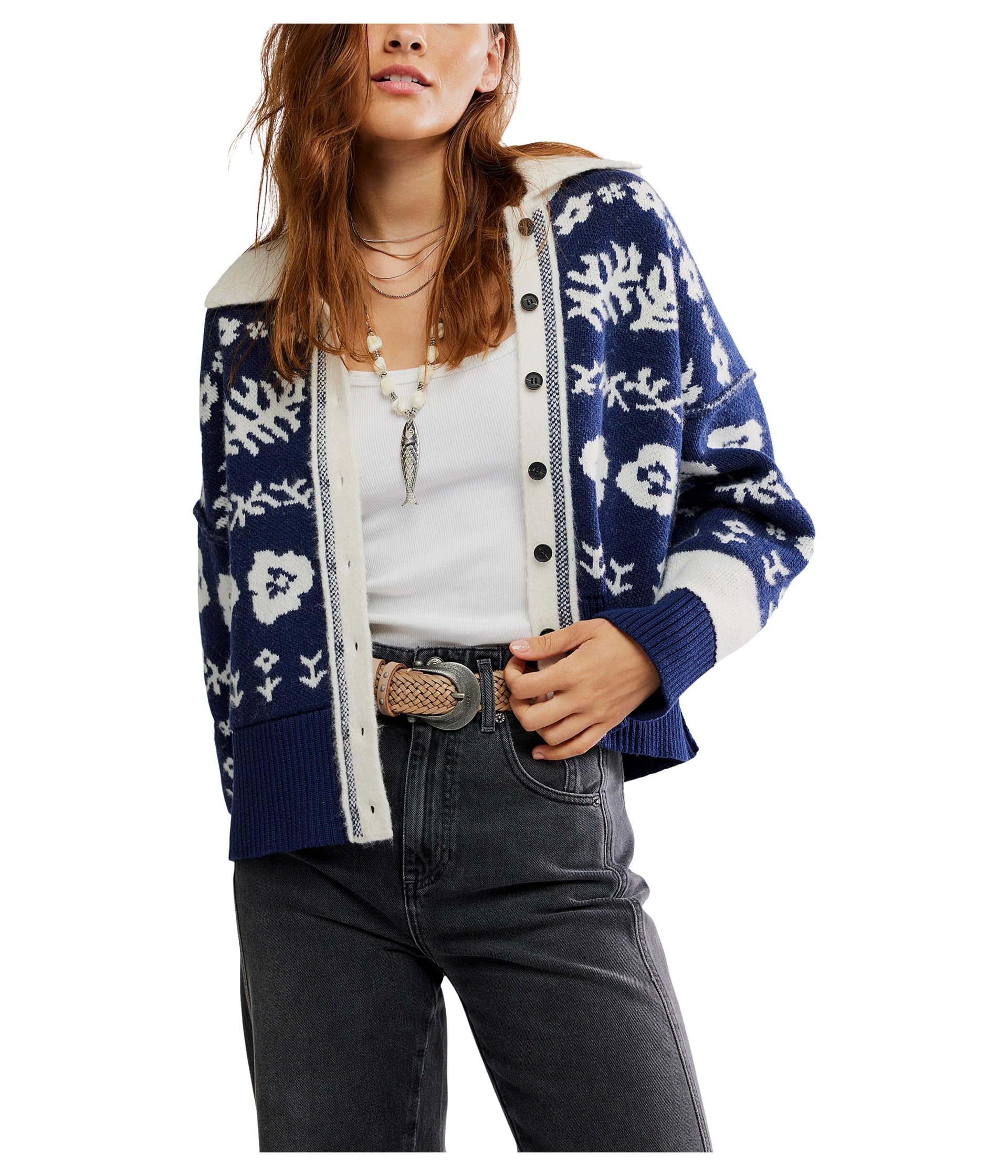 

Свитер Free People Shelby Cardigan, темно-синий