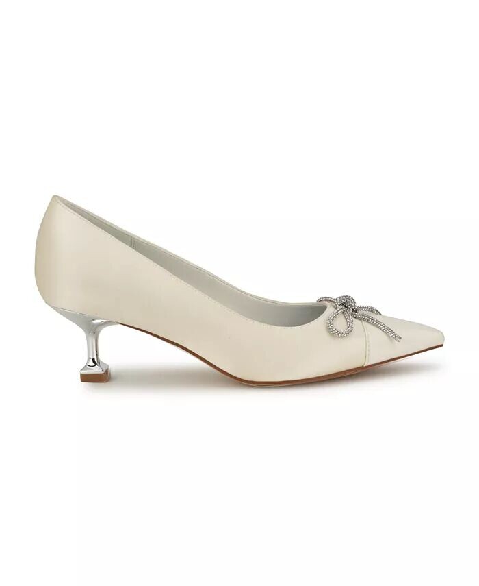 Женские свадебные туфли-лодочки без шнуровки на коническом каблуке Wendon Nine West, белый — фото 3