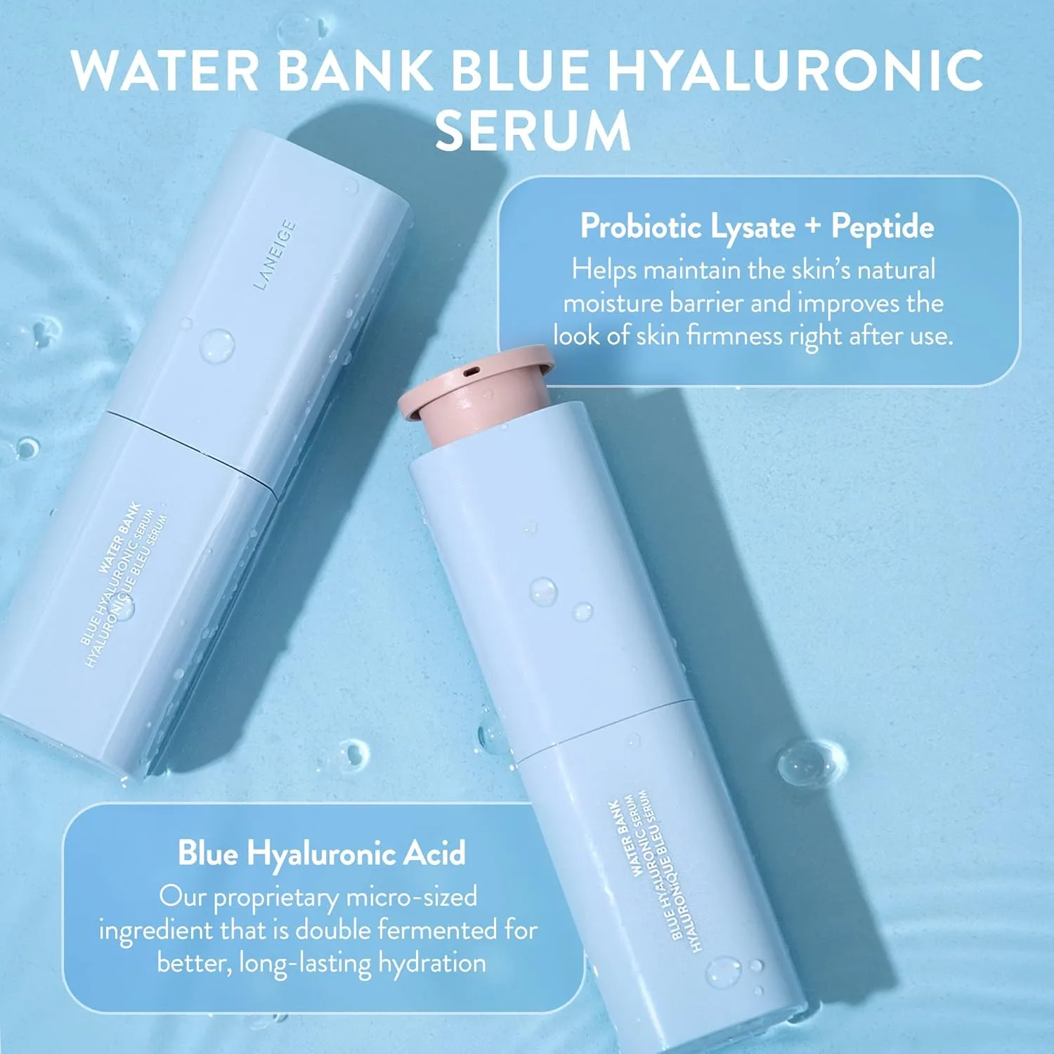 Сыворотка Laneige — Для лица Water Bank Blue с гиалуроновой кислотой: увлажняющая для лица с пептидами и — фото 3