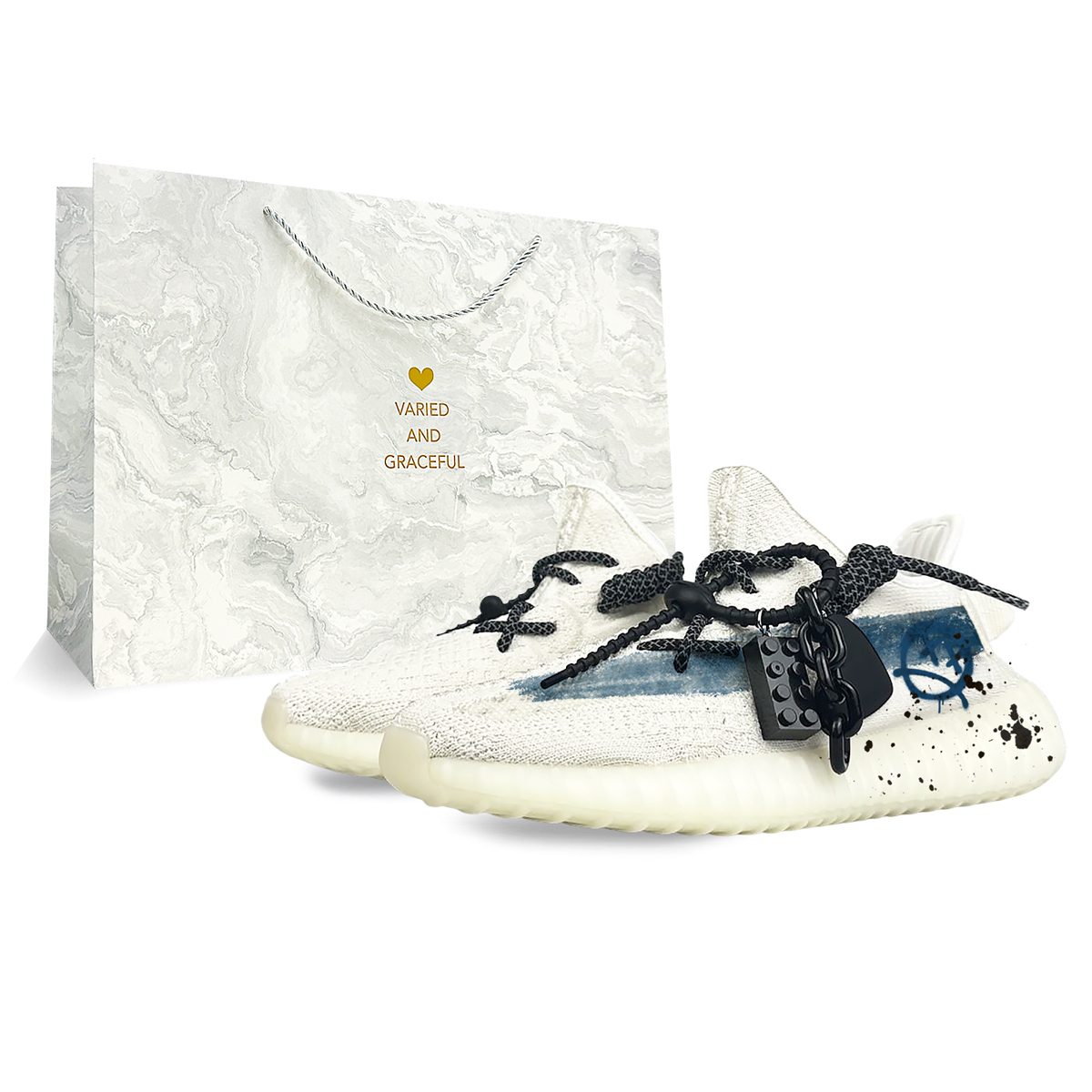 Yeezy Boost 350 V2 Низкие Повседневные Кроссовки Unisex Синий Белый Adidas Originals