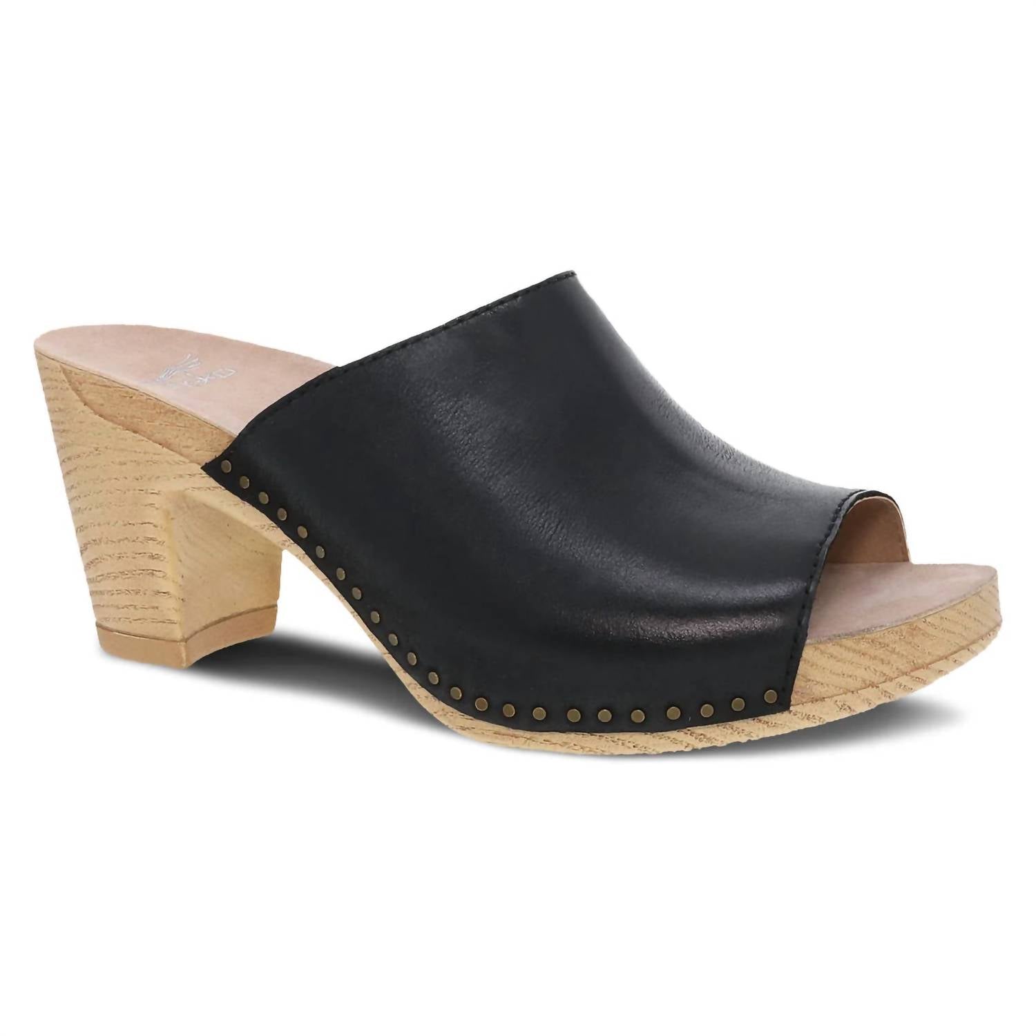 Женские летние туфли Tandi Slip-On Heeled Mule черного цвета dansko