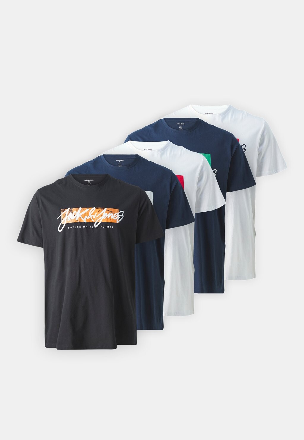 

Футболка с принтом JJTILEY JJNOLAN TEE CREW 5 PACK Jack & Jones, темно-синий